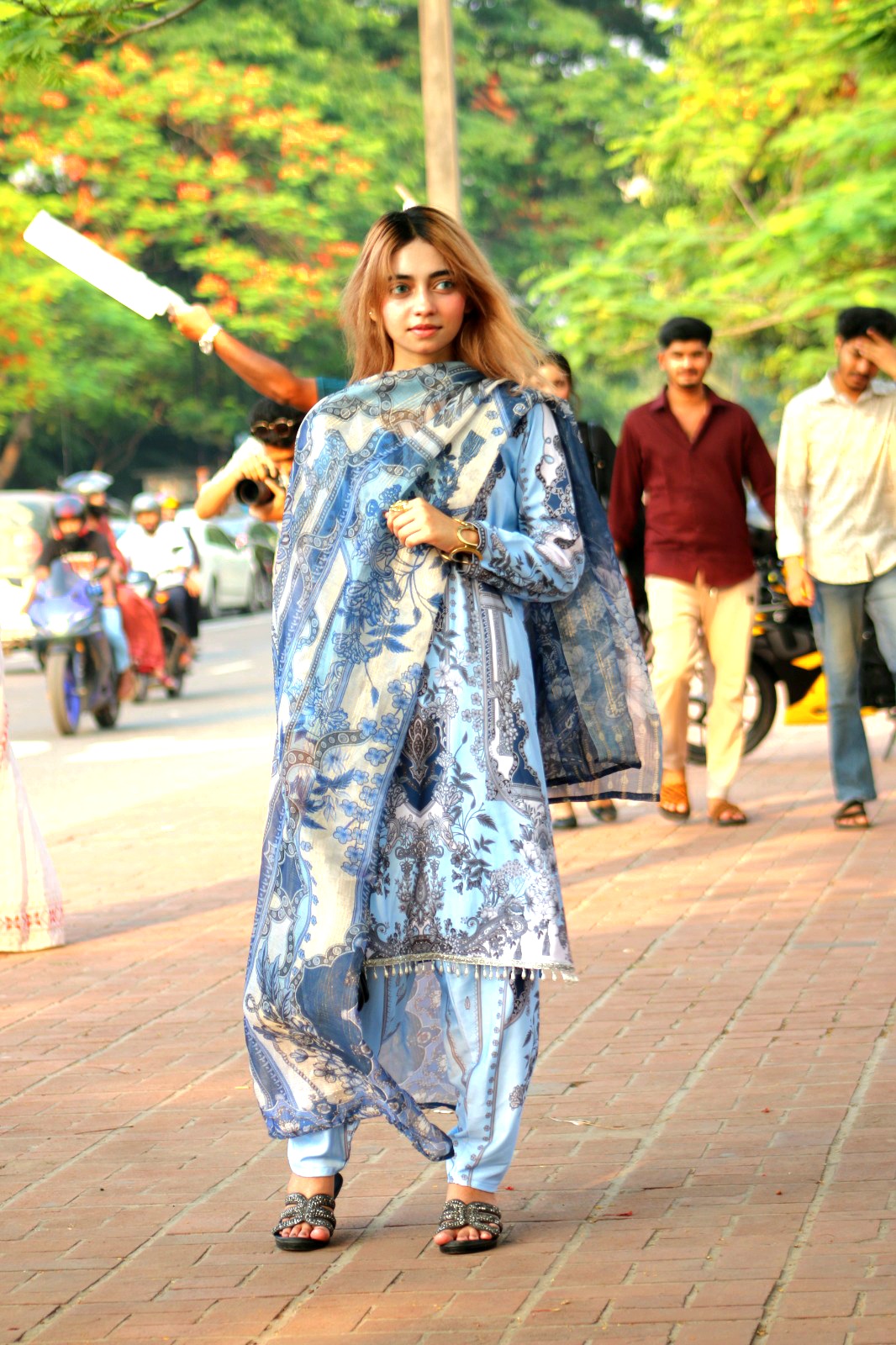 Pakistani Inspired SWISS LAWN 3-piece ( light sky blue ) - Image 7