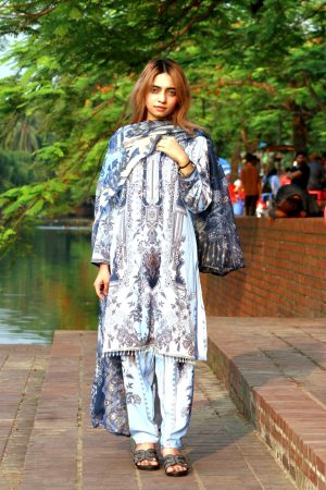 Pakistani Inspired SWISS LAWN 3-piece ( light sky blue )