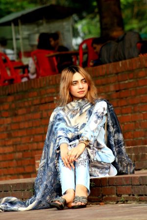 Pakistani Inspired SWISS LAWN 3-piece ( light sky blue )