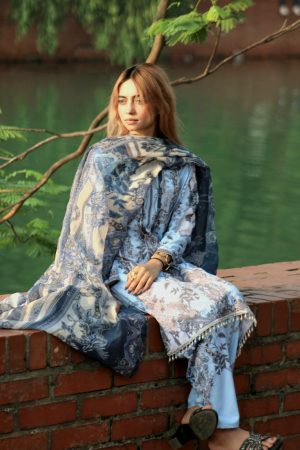 Pakistani Inspired SWISS LAWN 3-piece ( light sky blue )