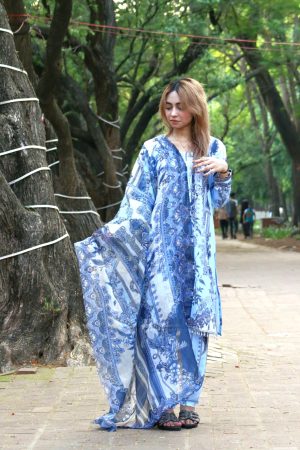 Pakistani Inspired SWISS LAWN 3-piece ( light sky blue )