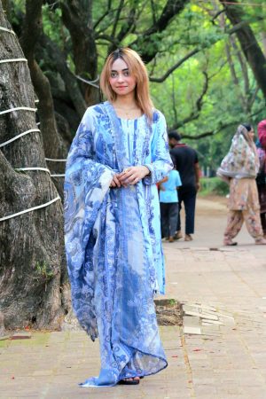 Pakistani Inspired SWISS LAWN 3-piece ( light sky blue )