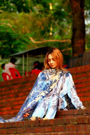 Pakistani Inspired SWISS LAWN 3-piece ( light sky blue )