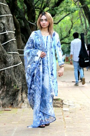 Pakistani Inspired SWISS LAWN 3-piece ( light sky blue )