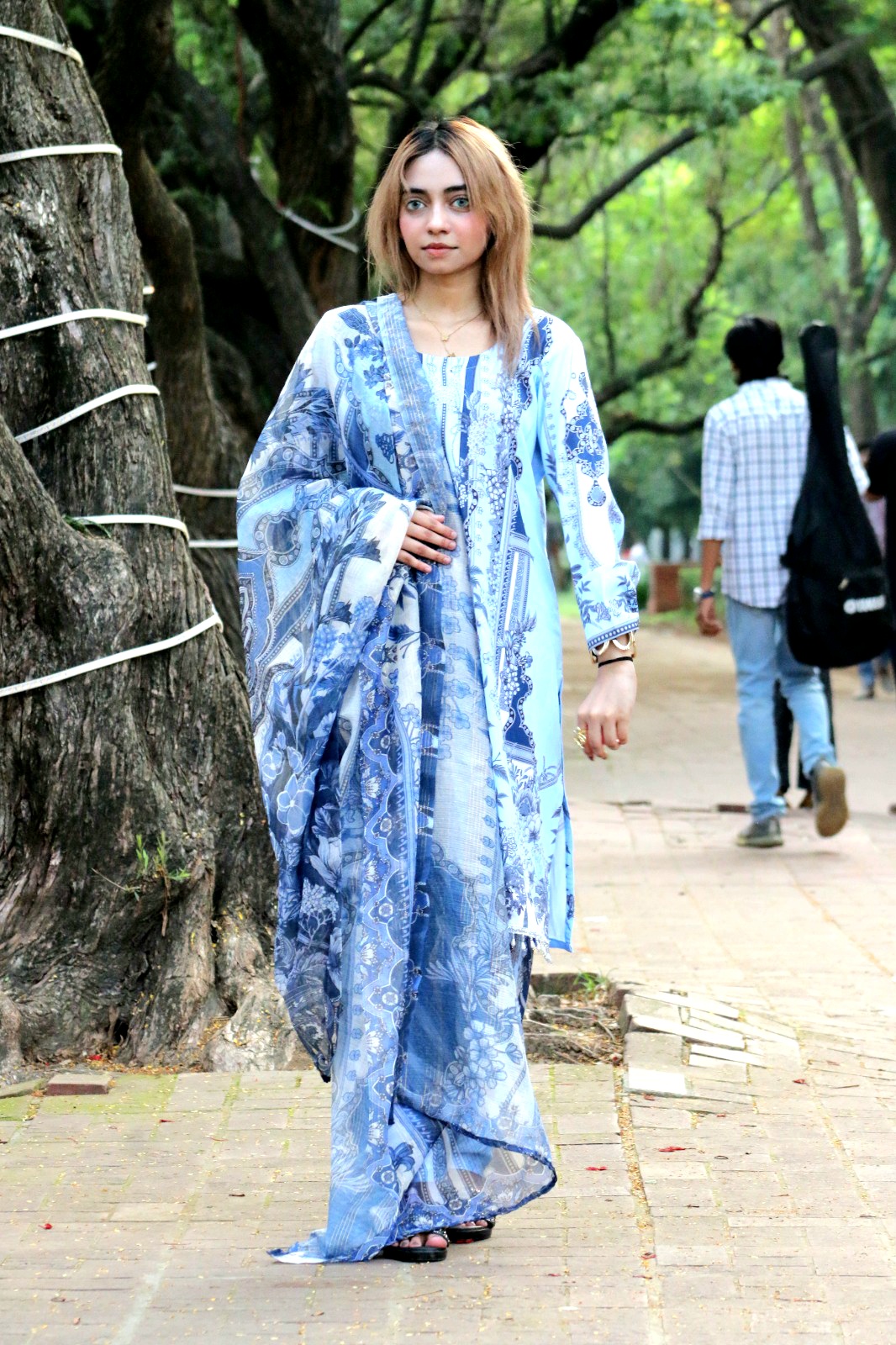 Pakistani Inspired SWISS LAWN 3-piece ( light sky blue ) - Image 4