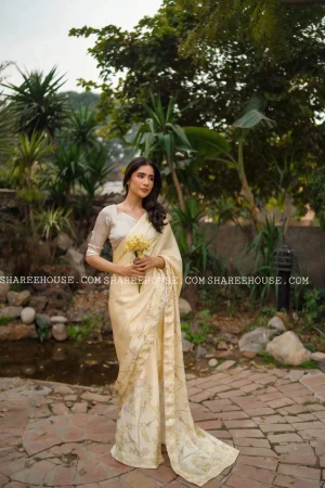 GLOSSY SOFT SILK DIGITAL PRINT SAREE WITH UNSTITCHED BLOUSE PIECE ⭐💯⭐