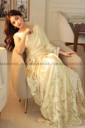 GLOSSY SOFT SILK DIGITAL PRINT SAREE WITH UNSTITCHED BLOUSE PIECE ⭐💯⭐