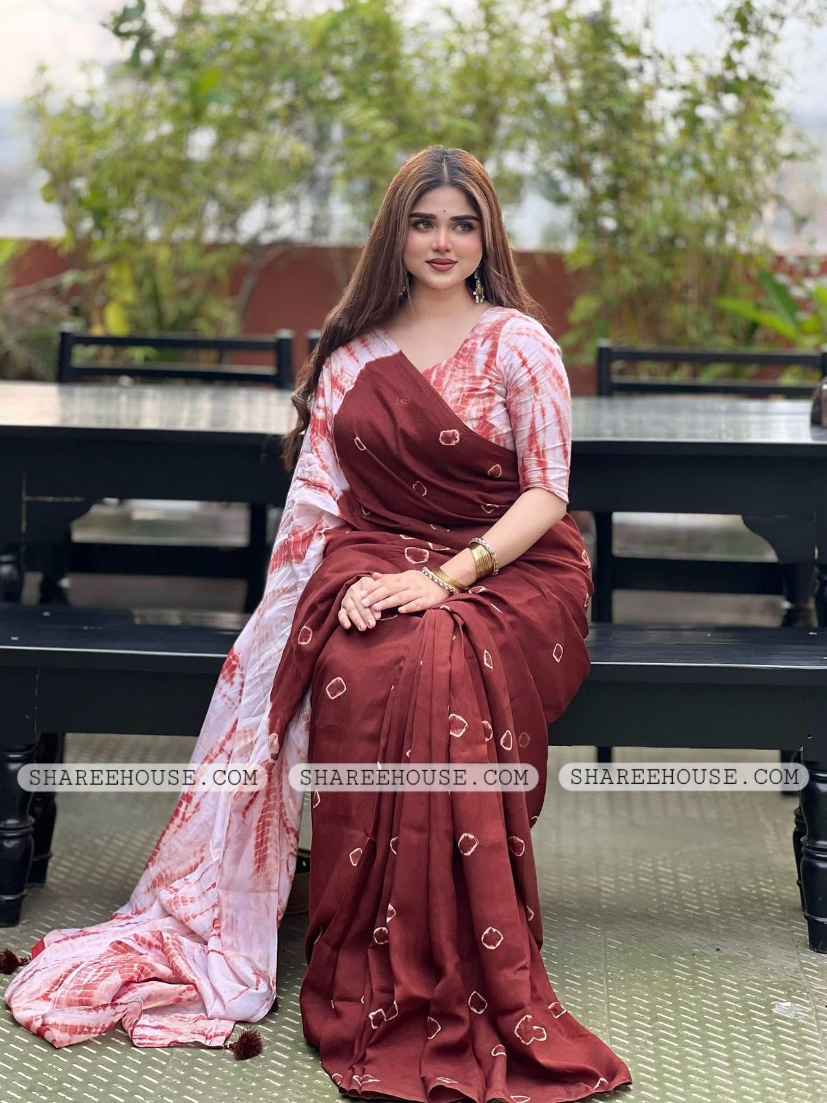 NEW BATIK DESIGN PRINTED PROCESS SILK SAREE ✔ WITH BLOUSE PIECE - Image 4