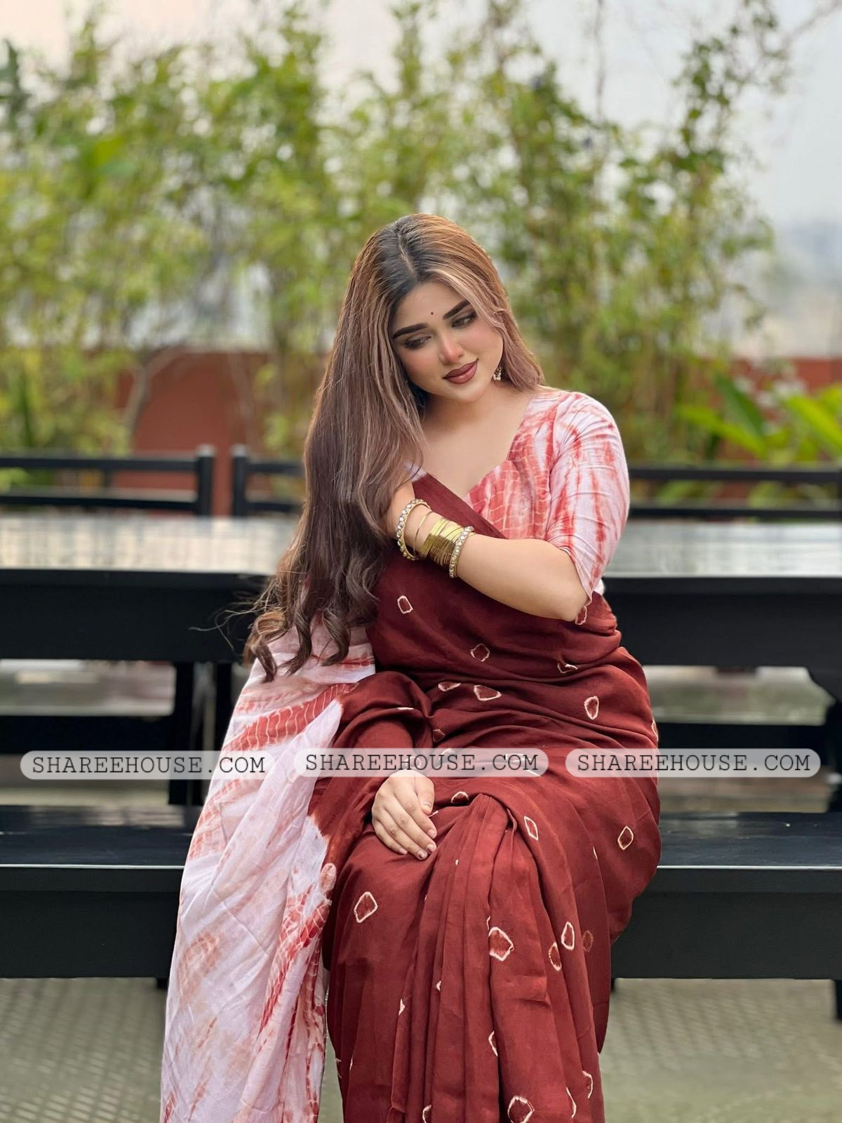 NEW BATIK DESIGN PRINTED PROCESS SILK SAREE ✔ WITH BLOUSE PIECE - Image 3