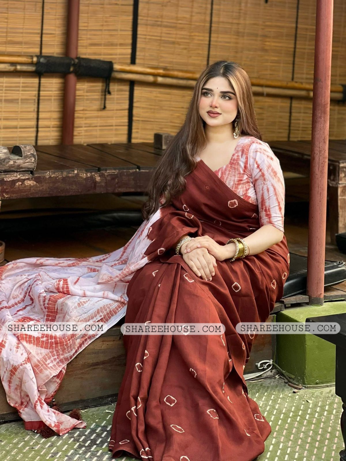 NEW BATIK DESIGN PRINTED PROCESS SILK SAREE ✔ WITH BLOUSE PIECE - Image 2