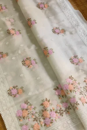 WHITE ANGEL❄️EMBROIDERY ORGANZA  শাড়ি ❄️
