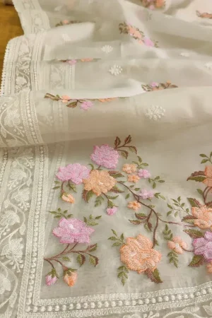 WHITE ANGEL❄️EMBROIDERY ORGANZA  শাড়ি ❄️