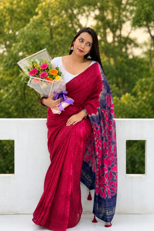 NEW SILK BATIK DESIGN PRINTED SAREE