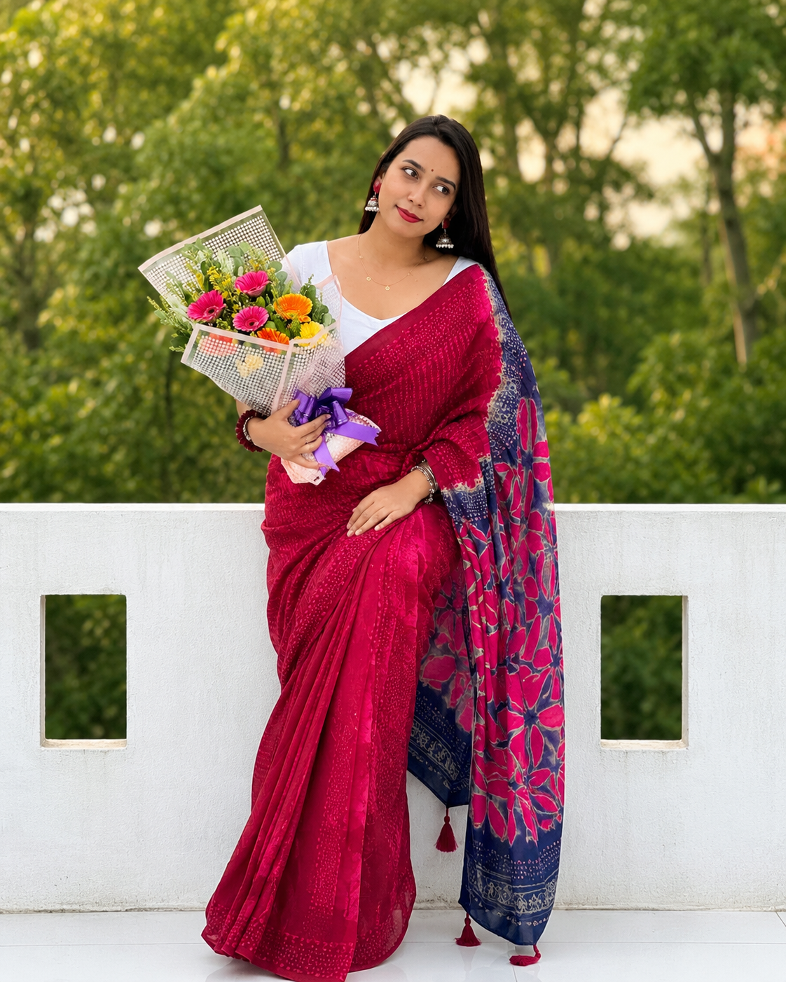 NEW SILK BATIK DESIGN PRINTED SAREE - Image 3