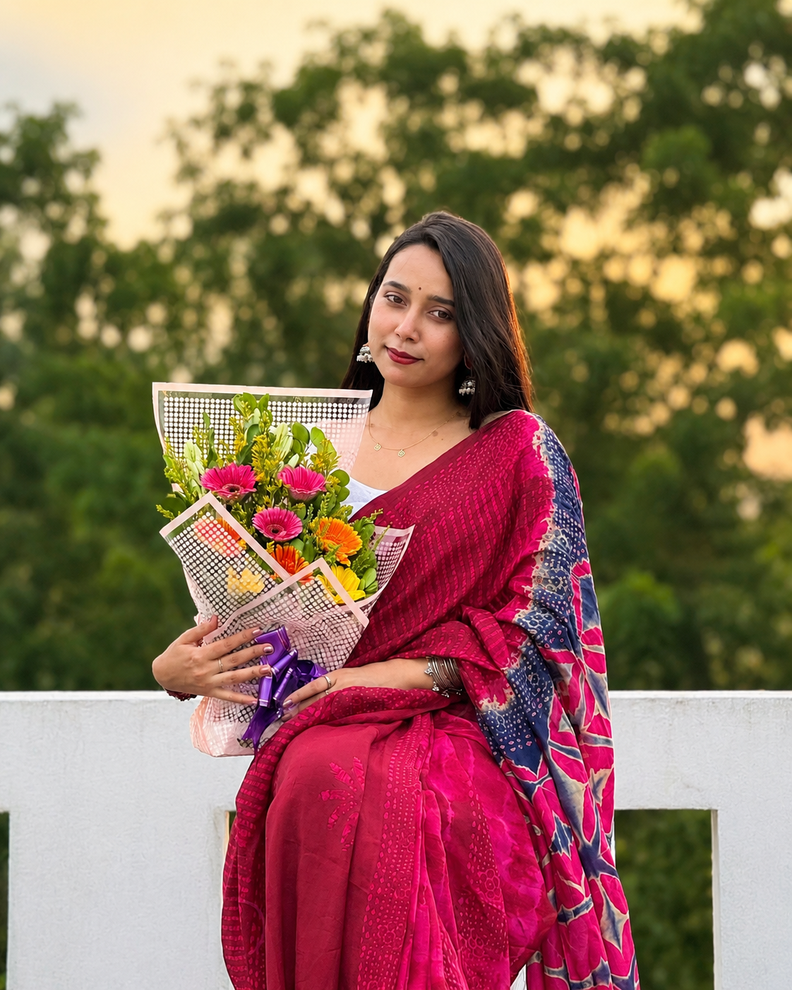 NEW SILK BATIK DESIGN PRINTED SAREE - Image 2