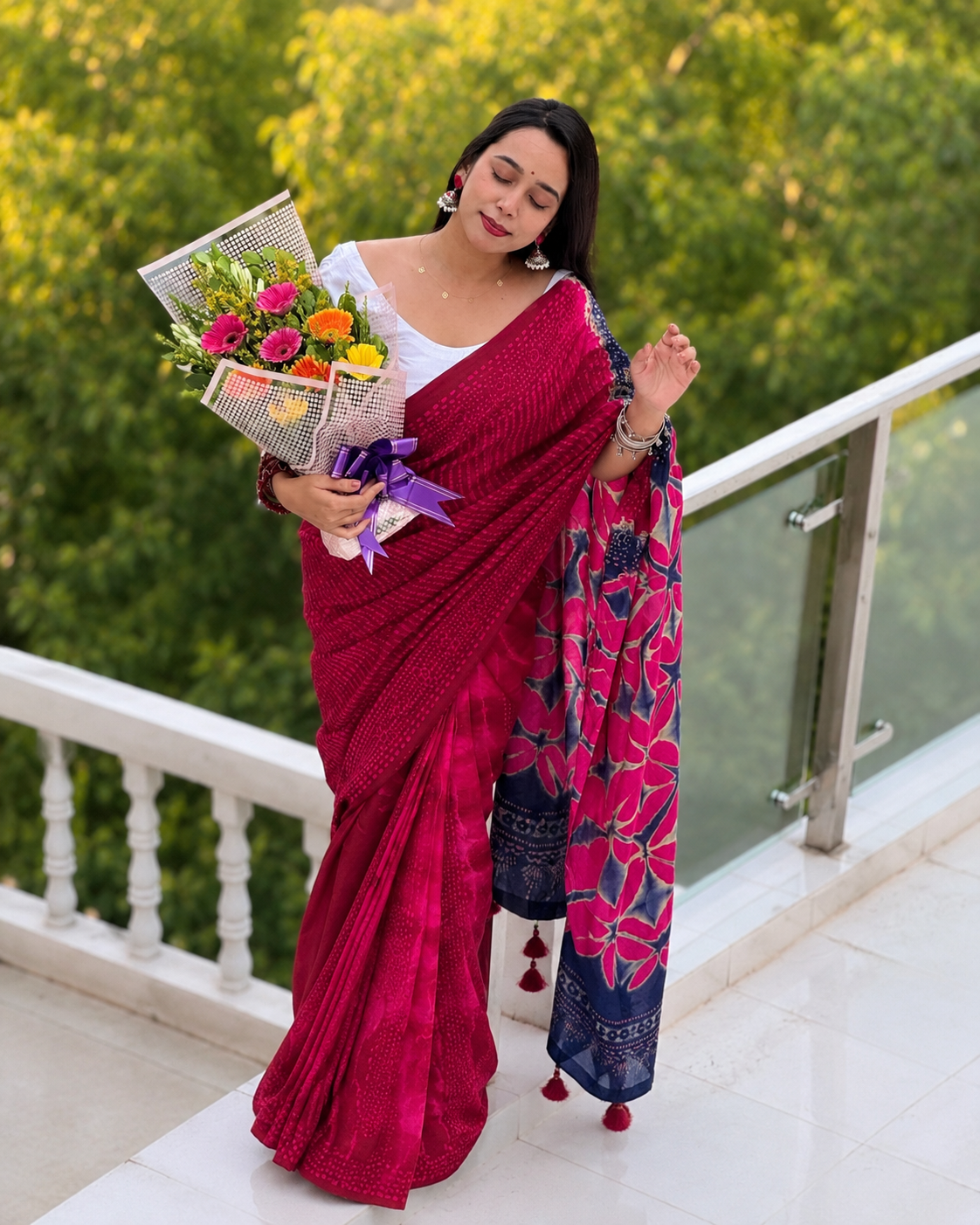 NEW SILK BATIK DESIGN PRINTED SAREE - Image 5