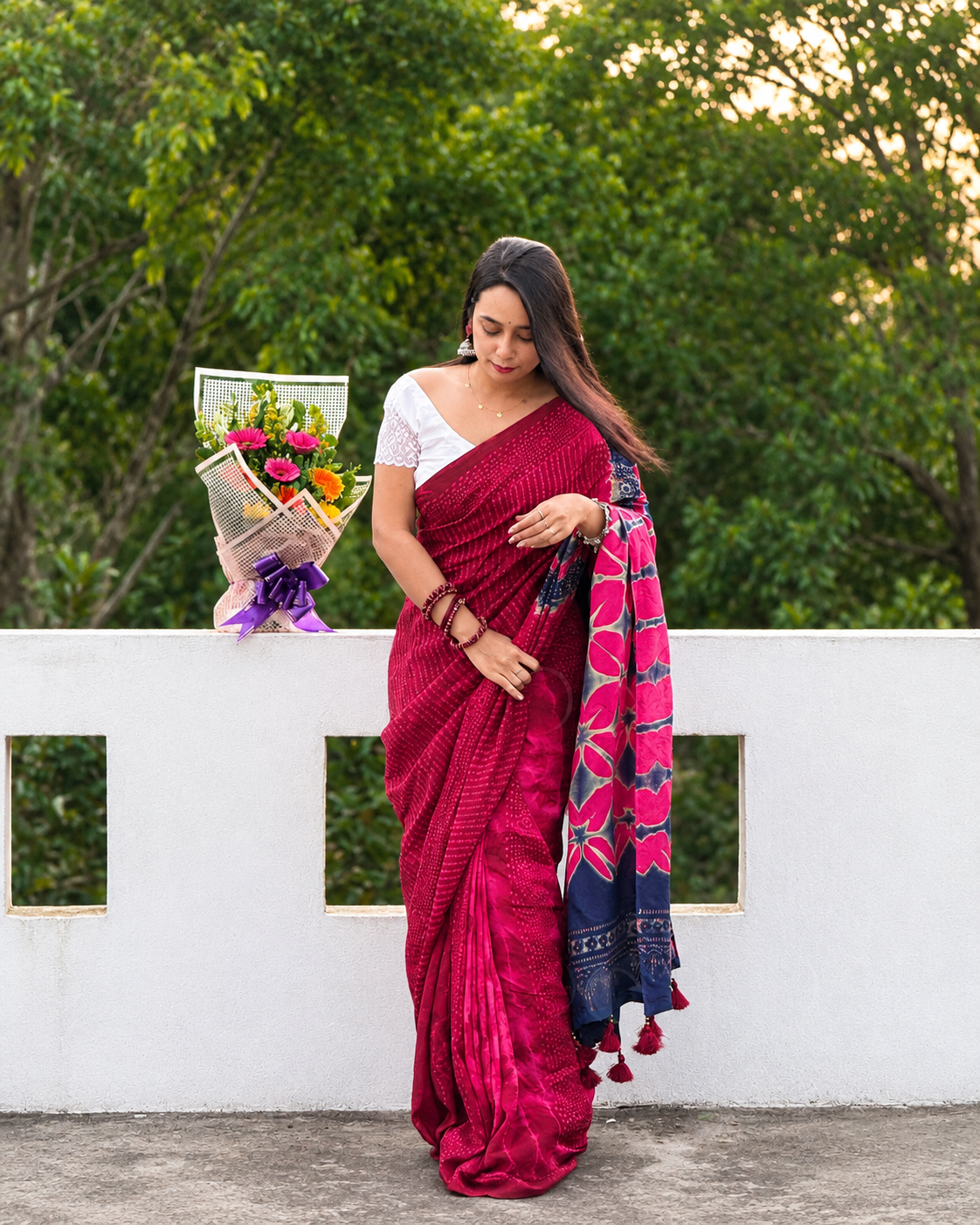 NEW SILK BATIK DESIGN PRINTED SAREE - Image 4